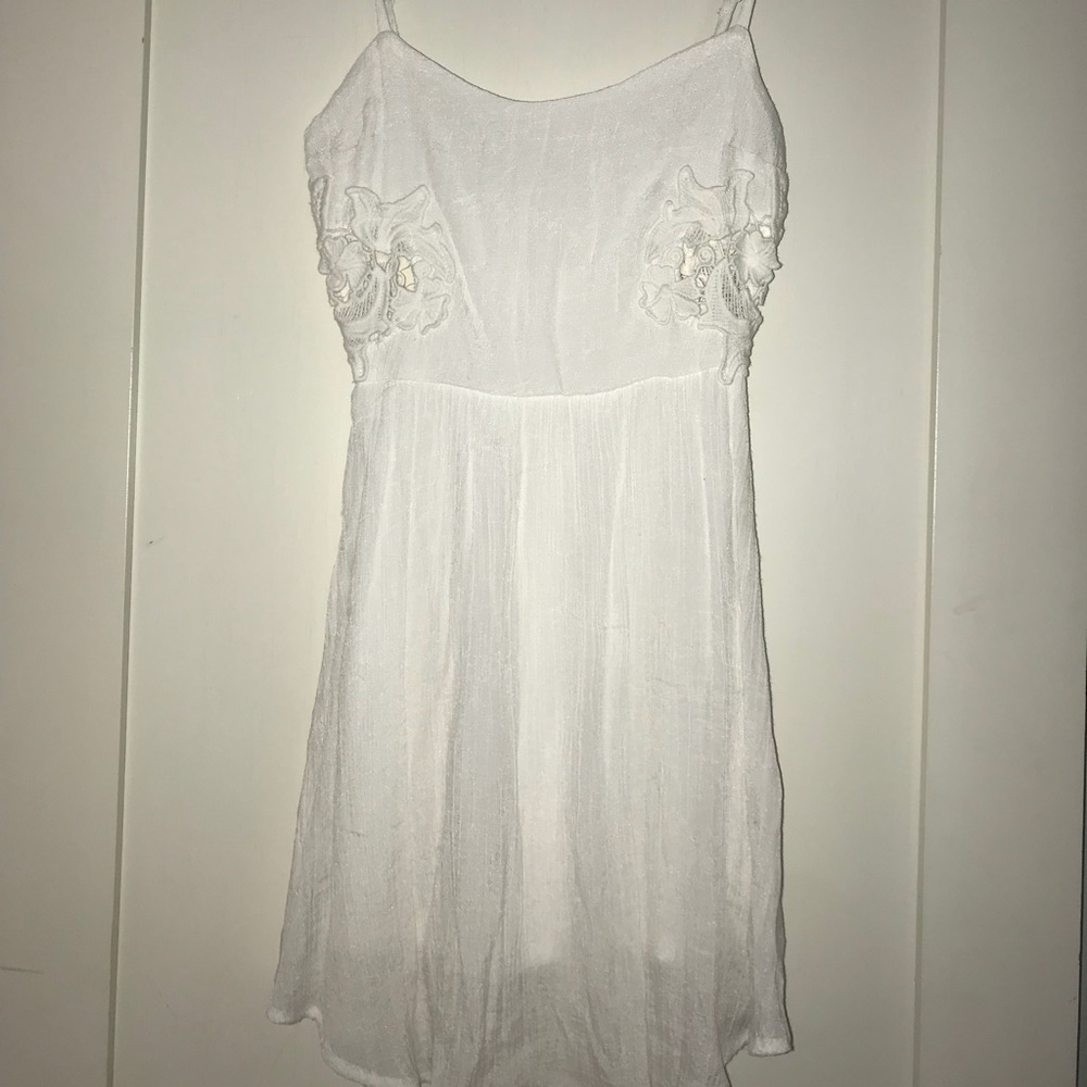 White crochet side dress